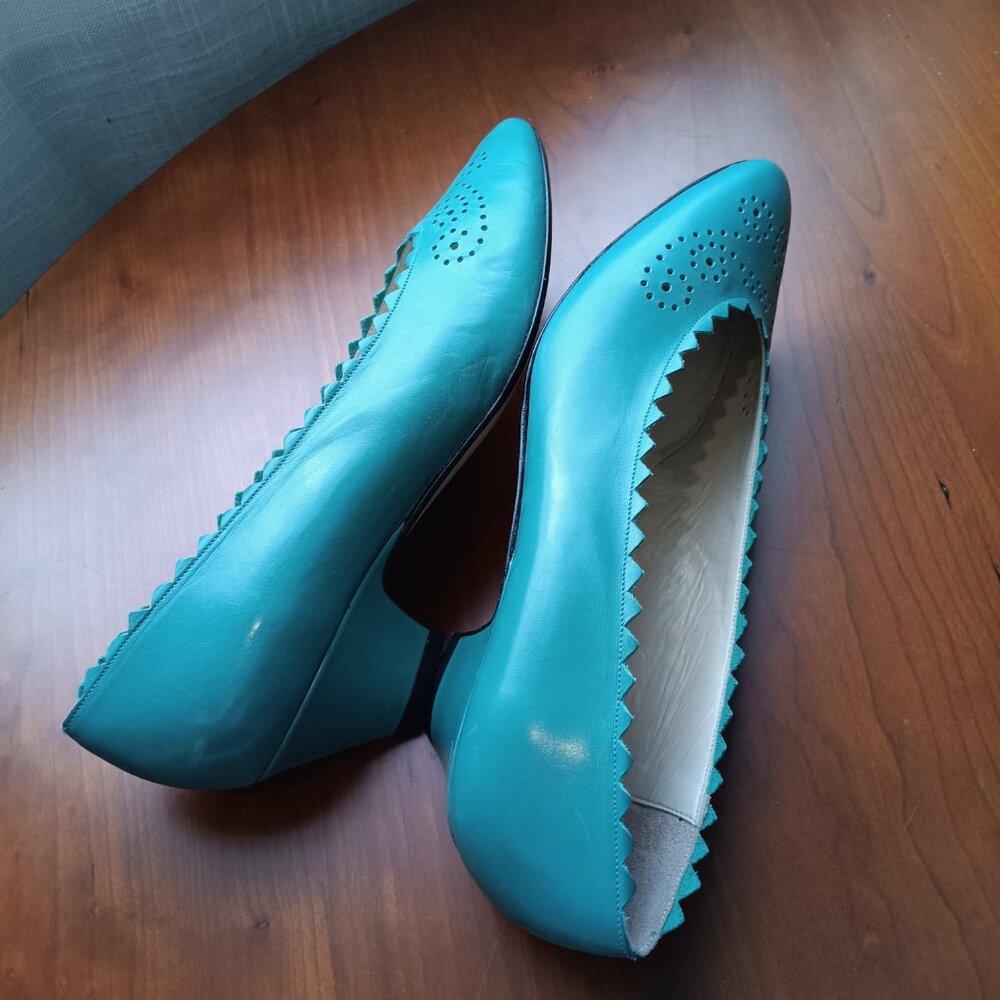 Women's Turquoise Almond Toe Low Heel Ballet by VANELI - Picture 7 of 14